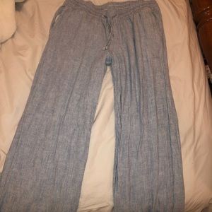 Blue and white pin stripe flowy pants